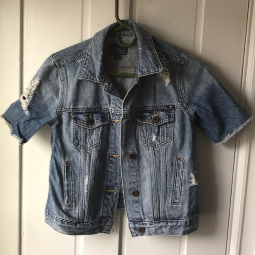 Lucky Brand Distressed Denim Trucker Jacket